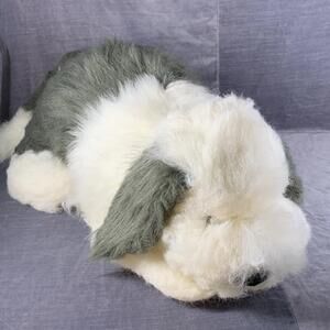 Vintage Plush Old English Sheepdog 24” Stuffed Animal Gray White Floppy Toy
